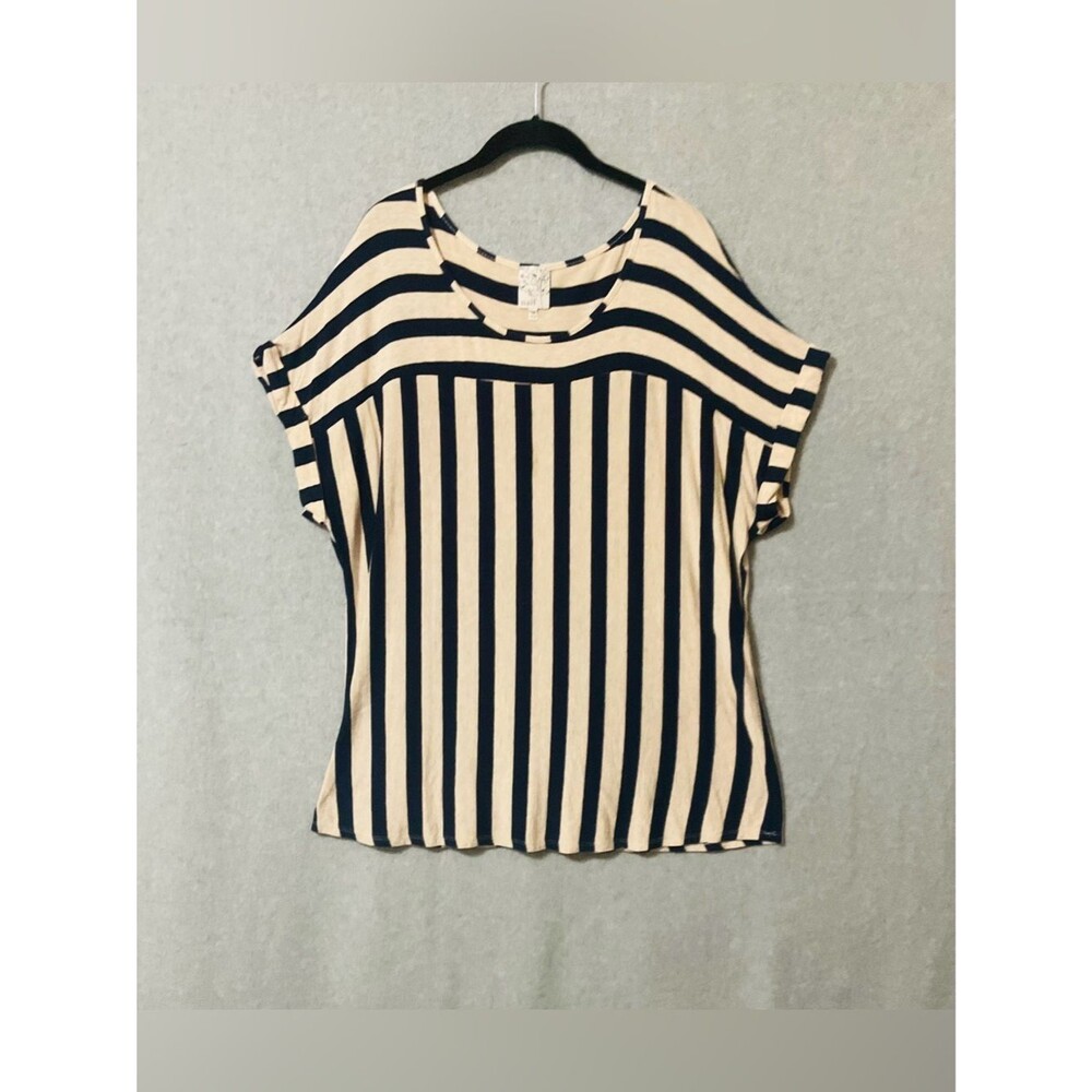 naif Striped Navy and Cream Women’s Top Sz 3X